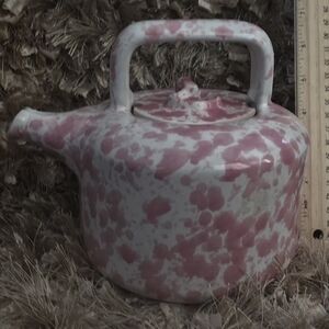 Charming Pink and White Ceramic Teapot
